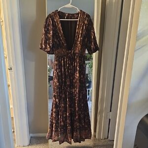 Free People Floral V-Neck Maxi Dress
